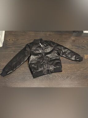 Iceberg Black Leather Bomber Jacket boys large